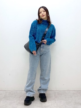 「JEANASIS（ジーナシス）のランダムアウトソールスニーカー/968688（スニーカー）」を使った、Chisaさん（レディース・154cm）の冬コーディネート