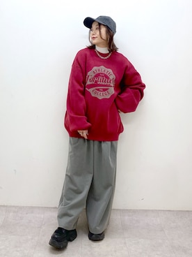 「ロゴニット」｜「アイテム（スラックス）」を使った、Chisaさん（レディース・154cm）の秋コーディネート