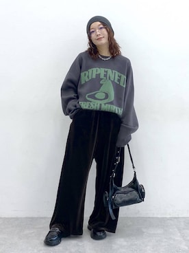 「PBLIM（ページボーイリム）のアイテム（帽子）」を使った、Chisaさん（レディース・154cm）の秋コーディネート