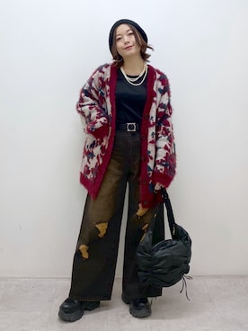 「マイベストコーデ2024」｜「アイテム（ハンチング/ベレー帽）」を使った、Chisaさん（レディース・154cm）の冬コーディネート