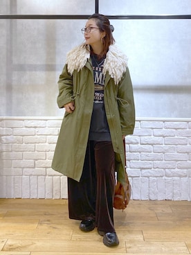 「アイテム（モッズコート）」を使った、Chisaさん（レディース・154cm）の冬コーディネート