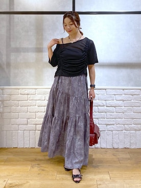 「PAGEBOY（ページボーイ）のクロスバックルミュール（サンダル）」を使った、Chisaさん（レディース・154cm・40代）の夏コーディネート