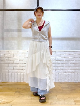「アイテム（パーカー）」を使った、Chisaさん（レディース・154cm・30代）の夏コーディネート