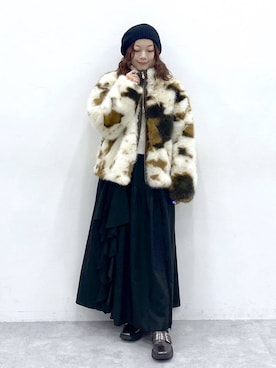 「PAGEBOY（ページボーイ）のラインフリンジティアードスカート/フリルスカート【ウエストゴム・ストレスフリー】（スカート）」を使った、Chisaさん（レディース・154cm）の秋コーディネート