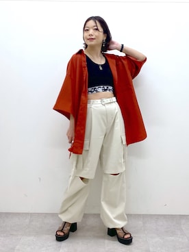 「PAGEBOY（ページボーイ）のアイテム（サンダル）」を使った、Chisaさん（レディース・154cm）の春コーディネート