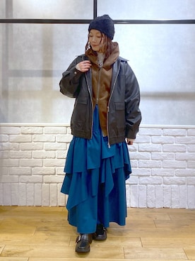 「アイテム（パーカー）」を使った、Chisaさん（レディース・154cm・30代）の冬コーディネート