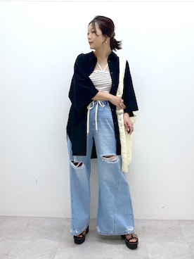 「PAGEBOY（ページボーイ）のアイテム（サンダル）」を使った、Chisaさん（レディース・154cm）の春コーディネート