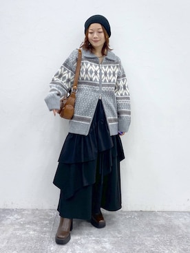 「アイテム（ハンチング/ベレー帽）」を使った、Chisaさん（レディース・154cm・40代）の秋コーディネート