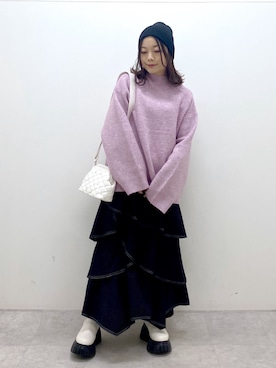 「PBLIM（ページボーイリム）のPBLIM/ドライタッチビーニー（ニットキャップ/ビーニー）」を使った、Chisaさん（レディース・154cm）の冬コーディネート