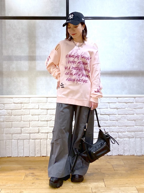 トレーナー スウェット 「UNISEX」カスレロゴダメージスウェット レディース メンズ PBLIM トレーナー スウェット 「UNISEX」カスレロゴダメージ