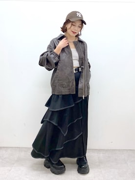 「甘辛mix」｜「アイテム（ブルゾン）」を使った、Chisaさん（レディース・154cm）の秋コーディネート
