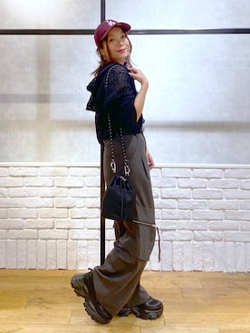 「アイテム（キャップ）」を使った、Chisaさん（レディース・154cm・40代）の夏コーディネート