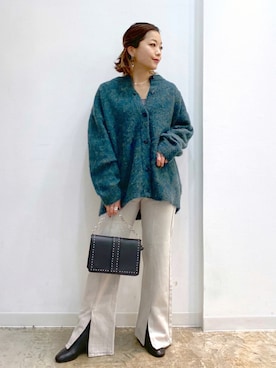 「PAGEBOY（ページボーイ）のチェーンスタッズショルダー（ショルダーバッグ）」を使った、Chisaさん（レディース・154cm）の秋コーディネート