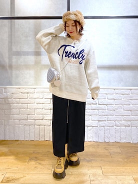 「ロゴニット」｜「アイテム（帽子）」を使った、Chisaさん（レディース・154cm）の冬コーディネート