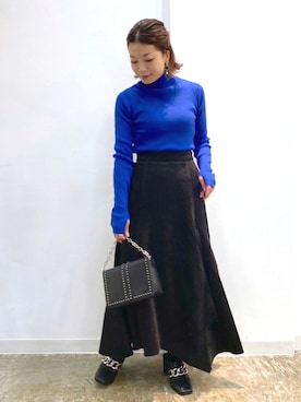 「PAGEBOY（ページボーイ）のチェーンスタッズショルダー（ショルダーバッグ）」を使った、Chisaさん（レディース・154cm）の秋コーディネート