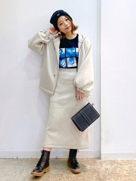 「PAGEBOY（ページボーイ）のチェーンスタッズショルダー（ショルダーバッグ）」を使った、Chisaさん（レディース・154cm）の秋コーディネート