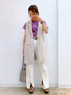 「クリアサンダル」｜「アイテム（その他アウター）」を使った、Chisaさん（レディース・154cm）の夏コーディネート