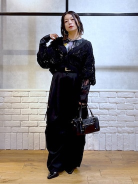 「PAGEBOY（ページボーイ）の【2WAY仕様】スタッズミニボストンバッグ（ショルダーバッグ、ブラック系）」を使った、Chisaさん（レディース・154cm）の夏コーディネート