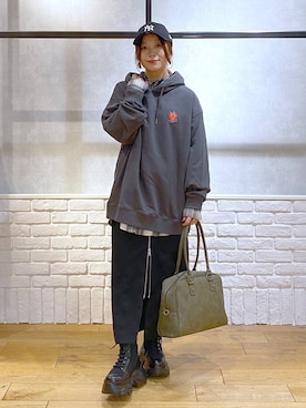 「アイテム（ボストンバッグ）」を使った、Chisaさん（レディース・154cm・40代）の秋コーディネート