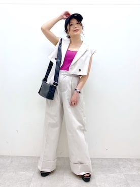 「PAGEBOY（ページボーイ）のアイテム（サンダル）」を使った、Chisaさん（レディース・154cm）の春コーディネート