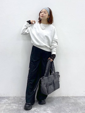 「アイテム（ボストンバッグ）」を使った、Chisaさん（レディース・154cm・40代）の秋コーディネート