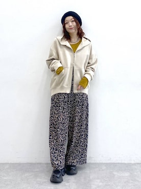 「アイテム（ハンチング/ベレー帽）」を使った、Chisaさん（レディース・154cm・40代）の秋コーディネート