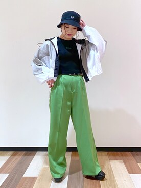 「PBLIM（ページボーイリム）のPAGEBOYLIM/ロゴ刺繍バケットハット2（ハット）」を使った、Chisaさん（レディース・154cm）の冬コーディネート