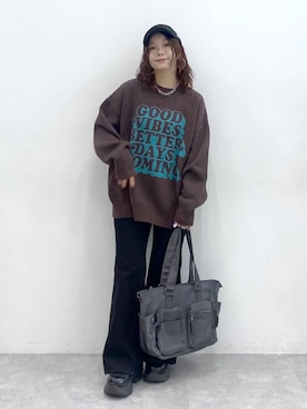 「アイテム（ボストンバッグ）」を使った、Chisaさん（レディース・154cm・40代）の秋コーディネート