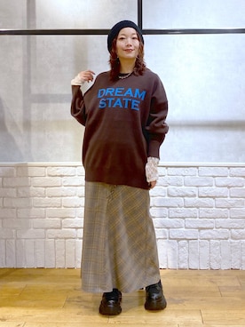 「PAGEBOY（ページボーイ）のレースアップアソートナロースカート（スカート）」を使った、Chisaさん（レディース・154cm）の秋コーディネート