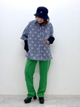 「PBLIM（ページボーイリム）のPAGEBOYLIM/ロゴ刺繍バケットハット2（ハット）」を使った、Chisaさん（レディース・154cm）の春コーディネート