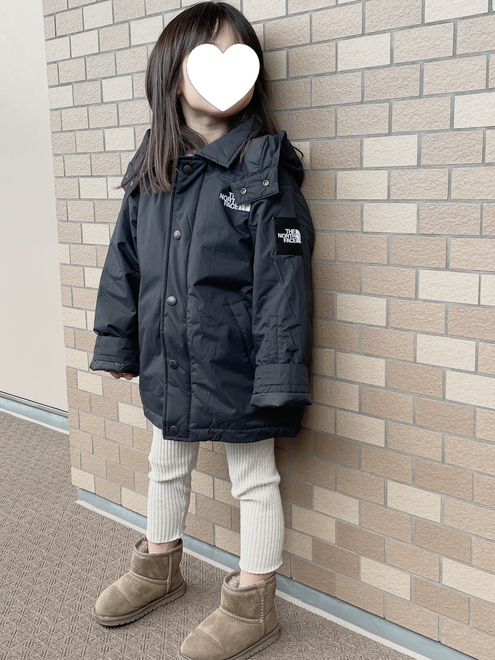 「休日スタイル、冬コーデ、キッズファッション、キッズコーデ、ノースフェイス、ZARA KIDS、ザラキッズ、女の子コーデ、娘コーデ」｜「THE NORTH FACEのTHE NORTH FACE/ザ・ノース・フェイス キッズ ジャケット NSJ61903（その他アウター、ブラック系）」を使った、ars.k♡aさん（キッズ・110cm）の冬コーディネートの1枚目の写真