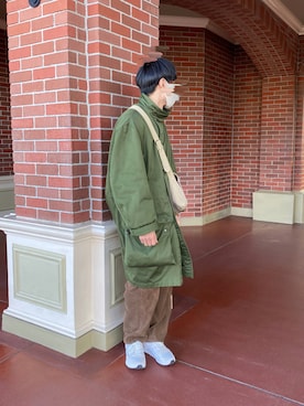 「UNIVERSAL OVERALL（ユニバーサルオーバーオール）のアイテム（パンツ）」を使った、shimiさん（メンズ・166cm）の冬コーディネート