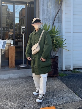 「アイテム（ミリタリージャケット）」を使った、shimiさん（メンズ・166cm）の冬コーディネート
