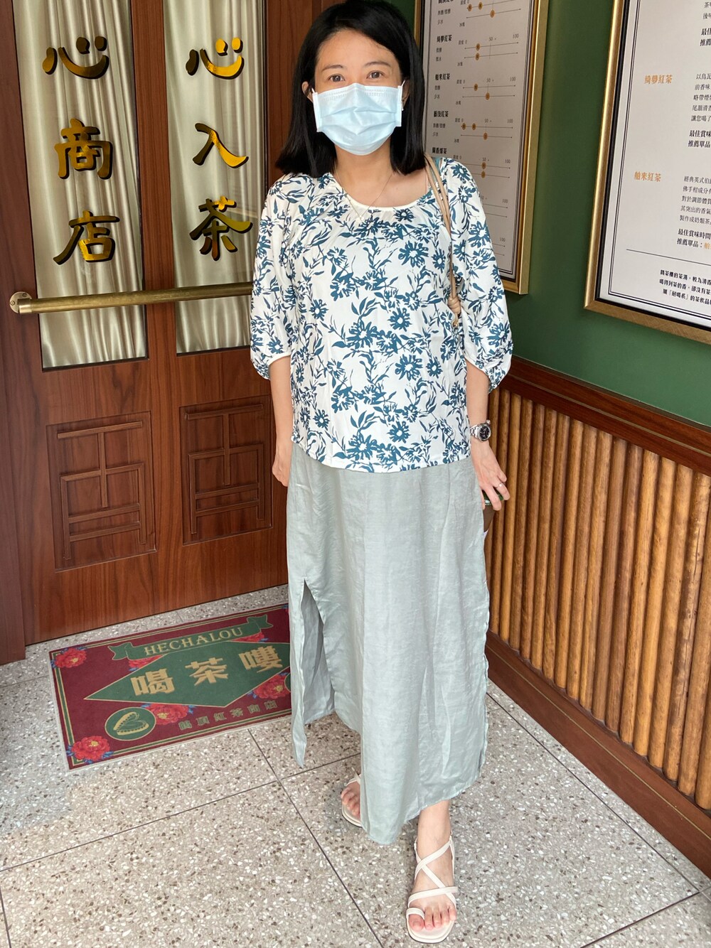 「ootd、夏、休閒、日系極簡、復古、女人味、通勤穿搭、韓系、綠色、shopee 🔍fjy.lover、Instagram fjy.lover」｜「shopee🔍fjy.loverのアイテム（その他、その他）」を使った、fjy.lover❁さん（レディース・159cm）の春コーディネートの1枚目の写真