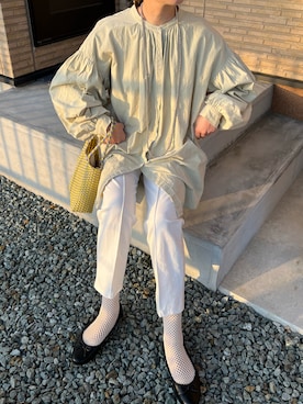 「袖ボリューム」｜「アイテム（バレエシューズ）」を使った、ｅｒａさん（レディース・158cm）の春コーディネート