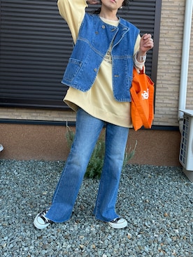 「アイテム（スウェット、イエロー系）」を使った、ｅｒａさん（レディース・158cm）の春コーディネート