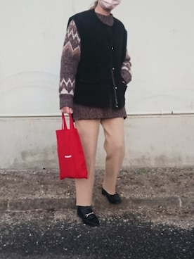 「PICCIN（ピッチン）のモチリブニットパンツ（その他パンツ）」を使った、ｅｒａさん（レディース・158cm）の冬コーディネート