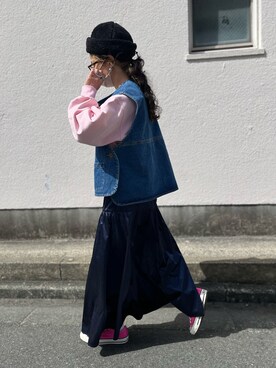 「春カラー」｜「アイテム（ダウンベスト）」を使った、ｅｒａさん（レディース・158cm）の春コーディネート