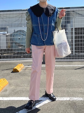 「春カラー」｜「アイテム（ダウンベスト）」を使った、ｅｒａさん（レディース・158cm）の春コーディネート