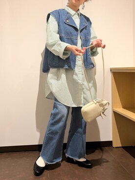 「春カラー」｜「アイテム（ダウンベスト）」を使った、ｅｒａさん（レディース・158cm）の春コーディネート