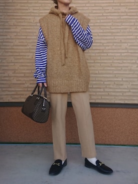 「PICCIN（ピッチン）のモチリブニットパンツ（その他パンツ）」を使った、ｅｒａさん（レディース・158cm）の冬コーディネート