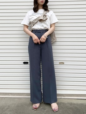 「NOKCHAのアイテム（シャツ/ブラウス、ベージュ系）」を使った、RURIさん（レディース・169cm）の夏コーディネート