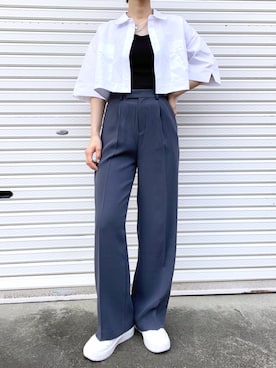 「クロップドトップス」｜「アイテム（キャミソール）」を使った、RURIさん（レディース・169cm）の秋コーディネート