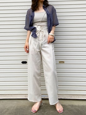 「GU（ジーユー）のアイテム（シャツ/ブラウス、ブルー系）」を使った、RURIさん（レディース・169cm）の夏コーディネート