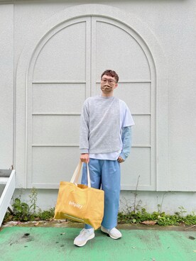 「plain-me（プレインミー）のアイテム（チノパンツ）」を使った、Tinoさん（メンズ・180cm）の冬コーディネート