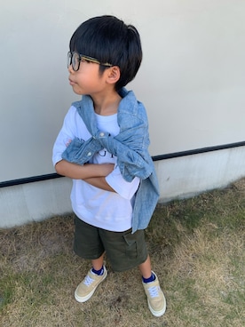 「みんなの白Tフェス」｜「アイテム（カーゴパンツ）」を使った、KOKIさん（キッズ・122cm）の夏コーディネート