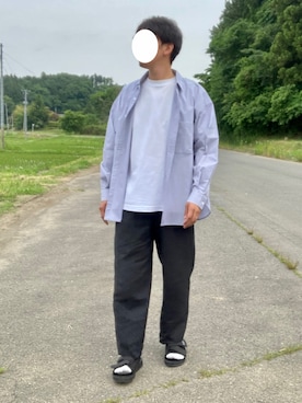 「PLST（プラステ）のアイテム（トップス）」を使った、nyさん（メンズ・177cm）の夏コーディネート