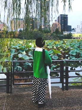 「水玉」｜「アイテム（ハンチング/ベレー帽）」を使った、ひいこさん（レディース・155cm）の秋コーディネート