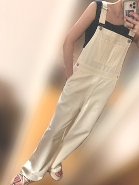 「アイテム（オールインワン・サロペット、ホワイト系）」を使った、f&curecoさん（レディース・162cm）の春コーディネート