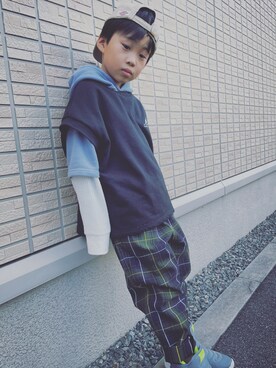 「KANGOL（カンゴール）のアイテム」を使った、aito0821さん（キッズ・120cm）の秋コーディネート